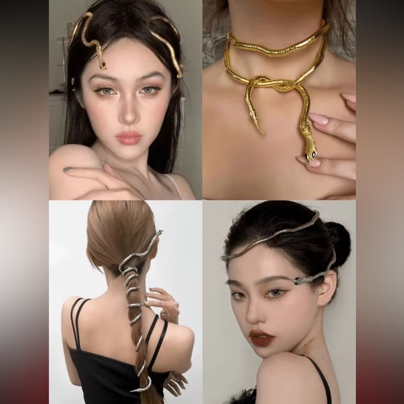 Anthropologie Jewelry - Snake Necklace For Adjustable Punk Snake Choker Snake Bracelet